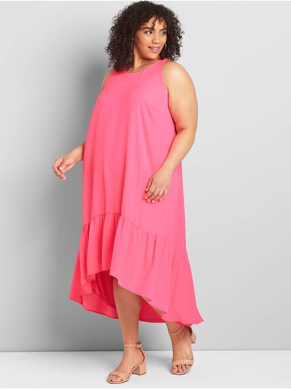 Lane Bryant Halter-Neck High-Low Trapeze Dress Sleeveless Maxi Dress Sz XL